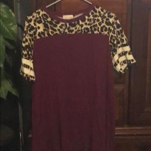 Large Red blouse with leopard top